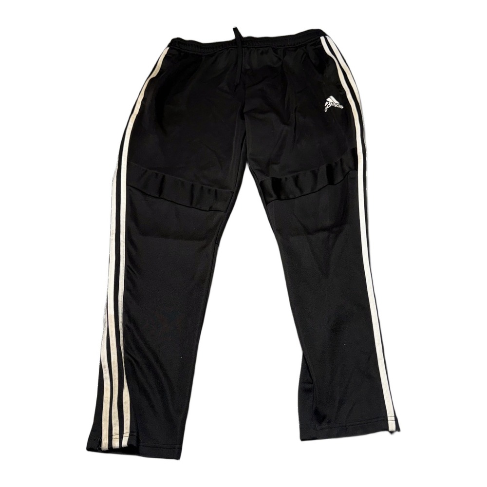 Adidas Track Pants Mens XL Black White Stripe Tapered